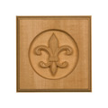 Osborne Wood Products 3 3/4 x 3 3/4 x 7/8 Fleur De Lis Casing Block in Rubberwood 891877RW